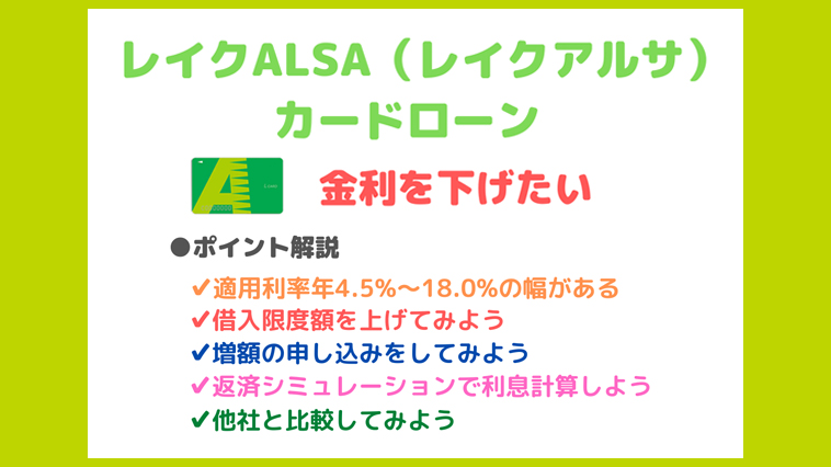 レイクalsa レイクアルサ の金利を下げる方法 返済シミュレーションで利息を他社と比較 Fpエージェンツ通信