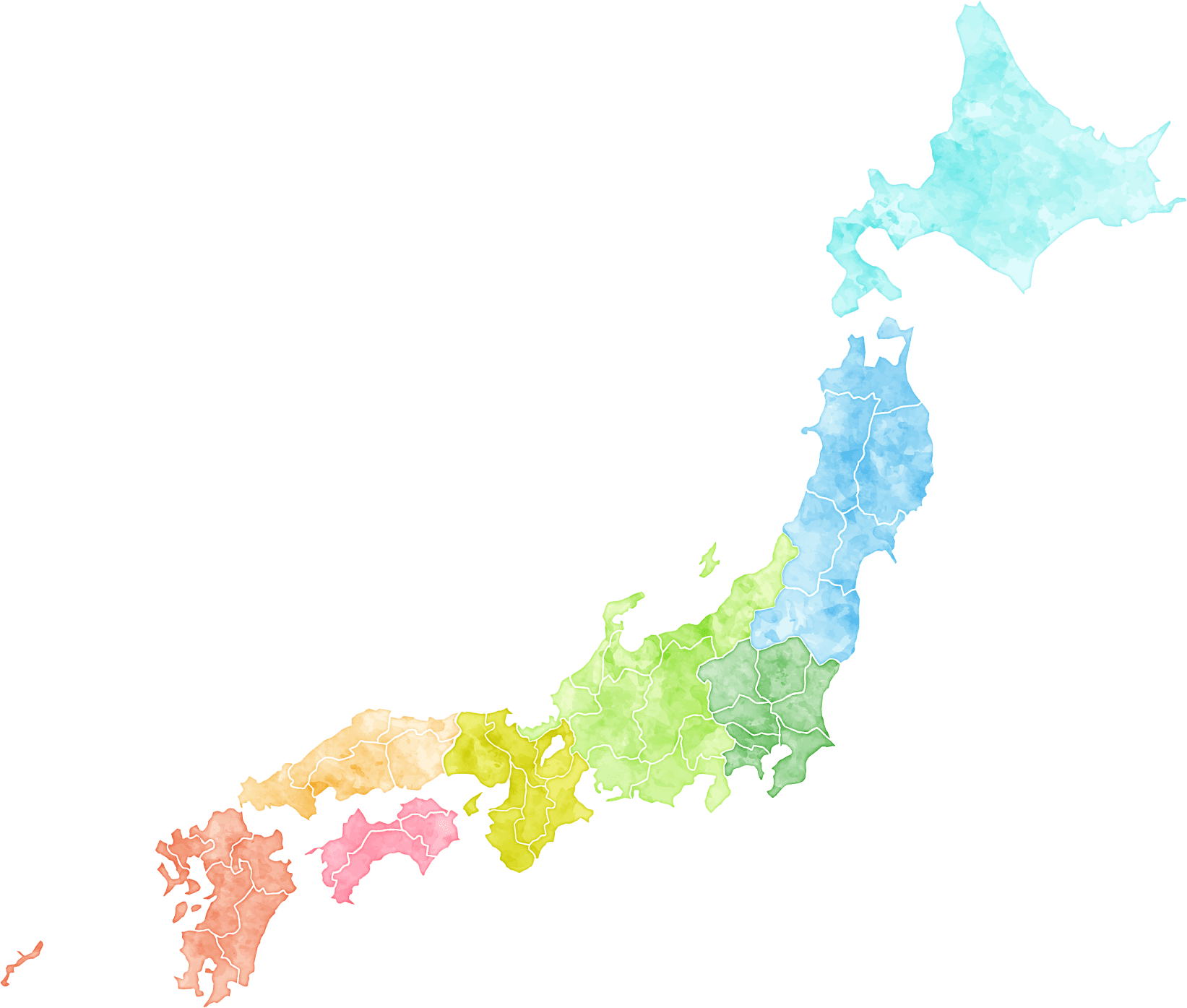 カラフルな日本地図
